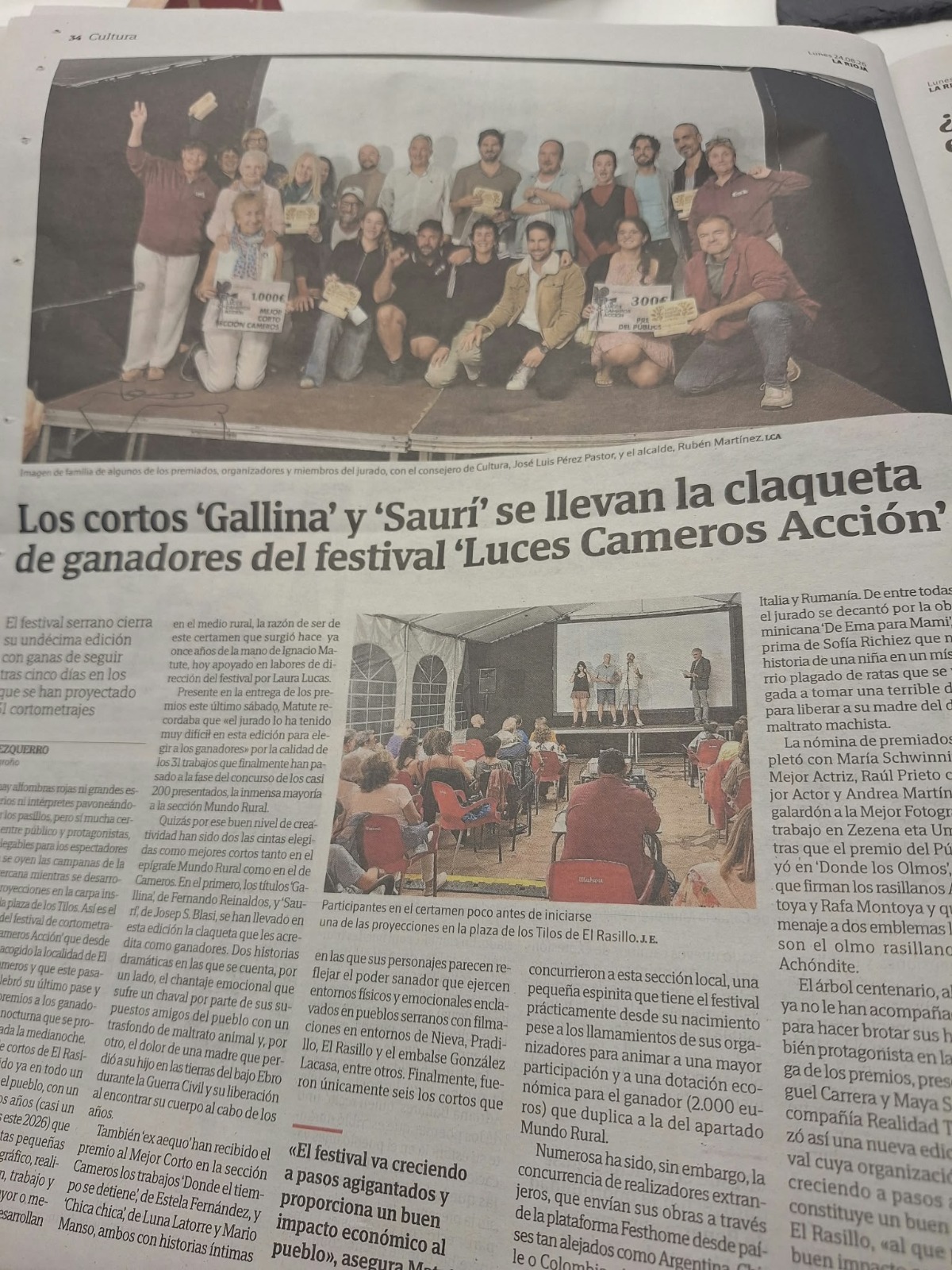 Nuestro primer corto 'El encuentro' en el diario La Rioja